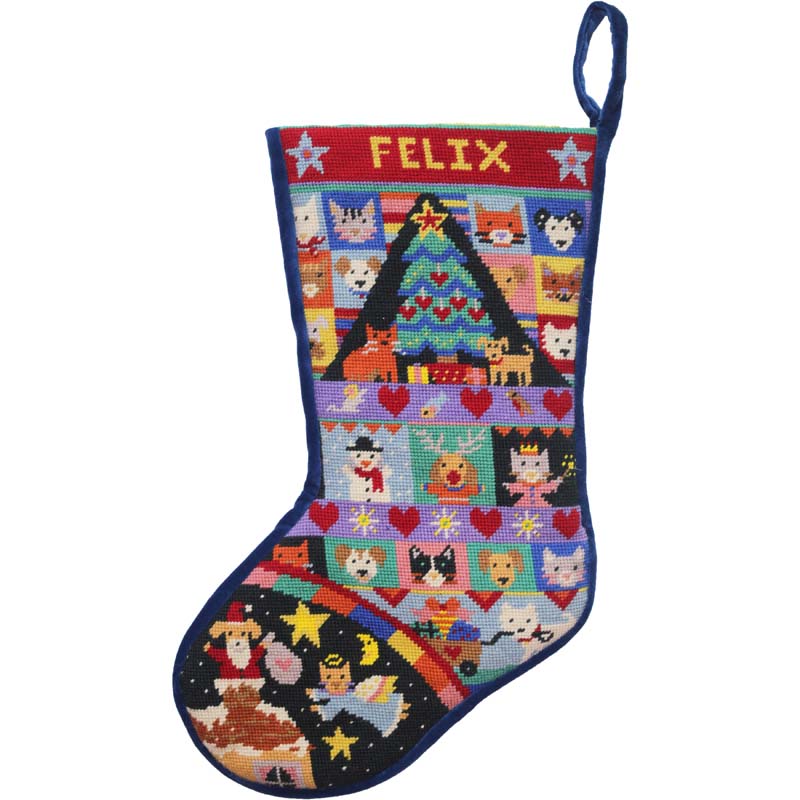 Cat Tapestry Christmas Stocking 