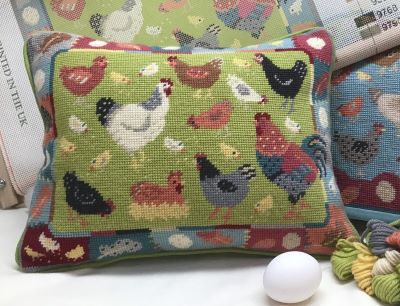 For hen lovers, Lay A Little Egg tapestry kit